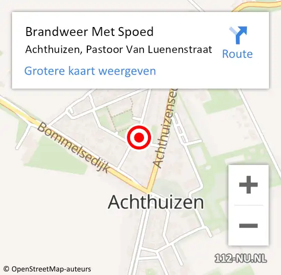 Locatie op kaart van de 112 melding: Brandweer Met Spoed Naar Achthuizen, Pastoor Van Luenenstraat op 27 april 2015 03:53