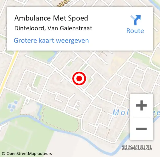 Locatie op kaart van de 112 melding: Ambulance Met Spoed Naar Dinteloord, Van Galenstraat op 27 april 2015 04:30