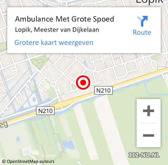 Locatie op kaart van de 112 melding: Ambulance Met Grote Spoed Naar Lopik, Meester van Dijkelaan op 27 april 2015 05:10