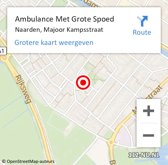 Locatie op kaart van de 112 melding: Ambulance Met Grote Spoed Naar Naarden, Majoor Kampsstraat op 6 november 2013 08:05