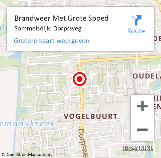 Locatie op kaart van de 112 melding: Brandweer Met Grote Spoed Naar Sommelsdijk, Dorpsweg op 27 april 2015 07:10