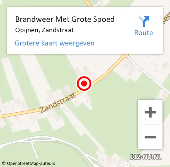 Locatie op kaart van de 112 melding: Brandweer Met Grote Spoed Naar Opijnen, Zandstraat op 27 april 2015 09:31