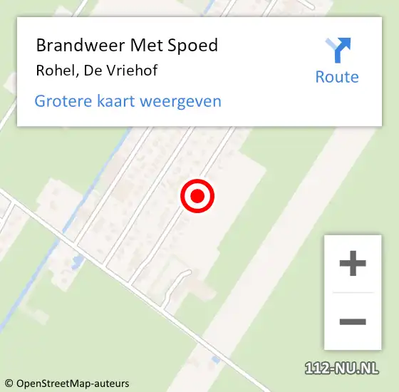 Locatie op kaart van de 112 melding: Brandweer Met Spoed Naar Rohel, De Vriehof op 27 april 2015 10:33