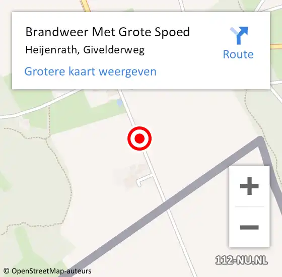 Locatie op kaart van de 112 melding: Brandweer Met Grote Spoed Naar Heijenrath, Givelderweg op 27 april 2015 10:58