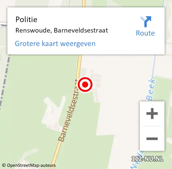 Locatie op kaart van de 112 melding: Politie Renswoude, Barneveldsestraat op 6 november 2013 08:30