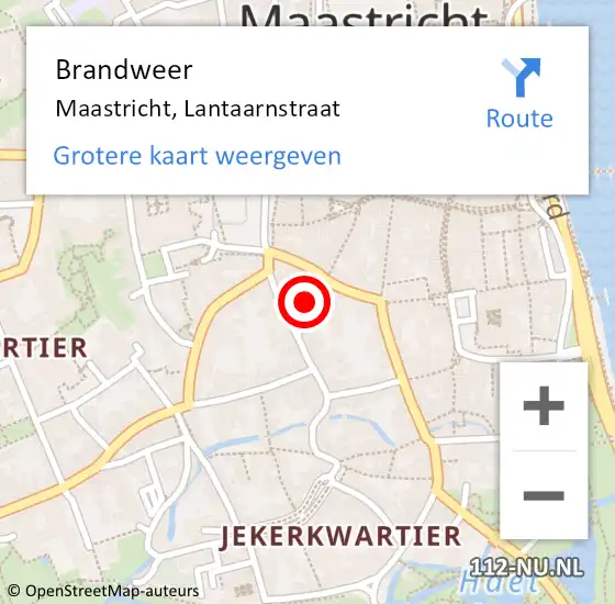 Locatie op kaart van de 112 melding: Brandweer Maastricht, Lantaarnstraat op 27 april 2015 12:33