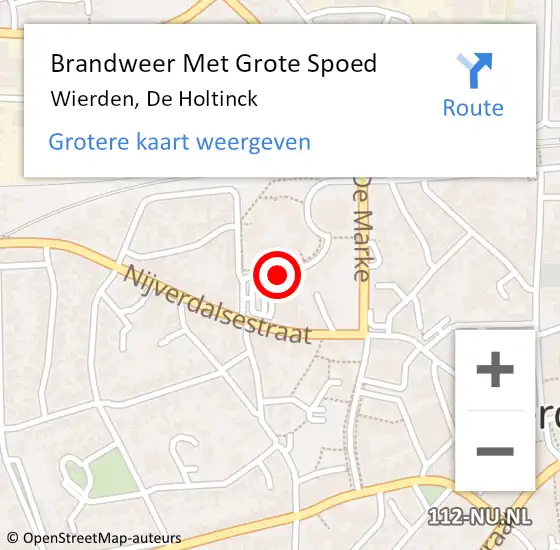 Locatie op kaart van de 112 melding: Brandweer Met Grote Spoed Naar Wierden, De Holtinck op 27 april 2015 12:37