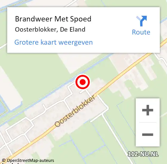 Locatie op kaart van de 112 melding: Brandweer Met Spoed Naar Oosterblokker, De Eland op 27 april 2015 12:43