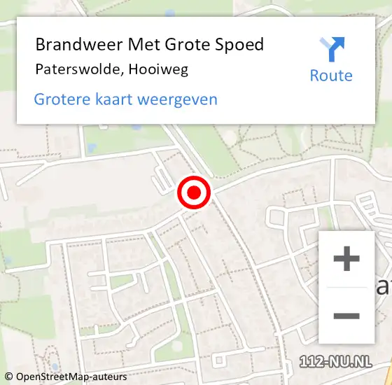 Locatie op kaart van de 112 melding: Brandweer Met Grote Spoed Naar Paterswolde, Hooiweg op 27 april 2015 12:57