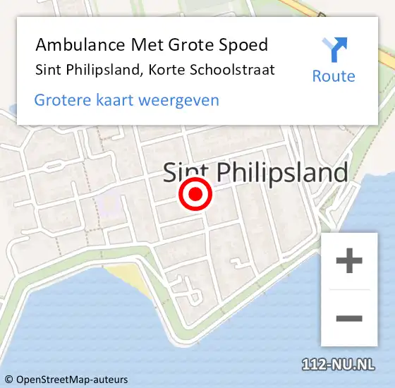 Locatie op kaart van de 112 melding: Ambulance Met Grote Spoed Naar Sint Philipsland, Korte Schoolstraat op 27 april 2015 13:18