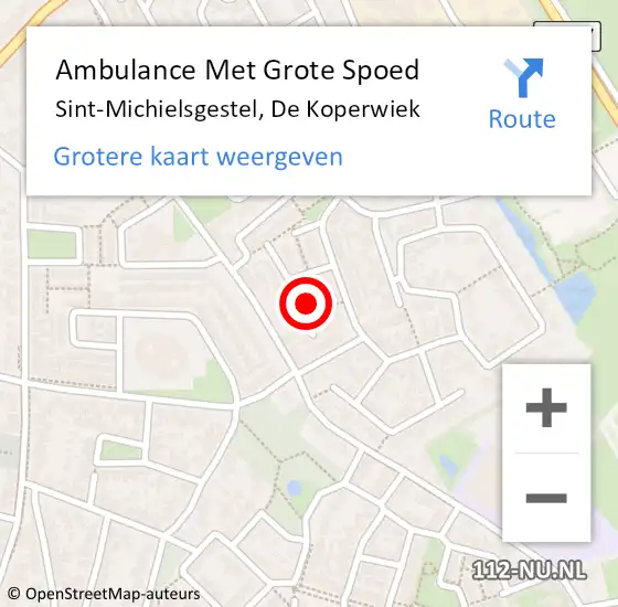 Locatie op kaart van de 112 melding: Ambulance Met Grote Spoed Naar Sint-Michielsgestel, De Koperwiek op 27 april 2015 13:22