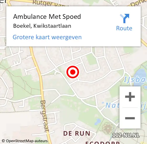 Locatie op kaart van de 112 melding: Ambulance Met Spoed Naar Boekel, Kwikstaartlaan op 27 april 2015 13:24