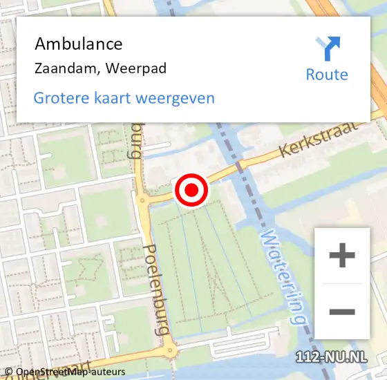 Locatie op kaart van de 112 melding: Ambulance Zaandam, Weerpad op 27 april 2015 13:46