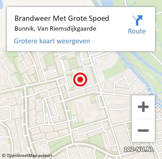 Locatie op kaart van de 112 melding: Brandweer Met Grote Spoed Naar Bunnik, Van Riemsdijkgaarde op 27 april 2015 13:52