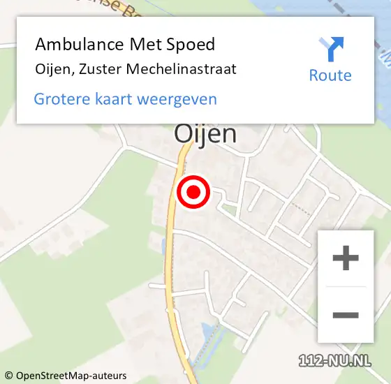 Locatie op kaart van de 112 melding: Ambulance Met Spoed Naar Oijen, Zuster Mechelinastraat op 27 april 2015 14:24