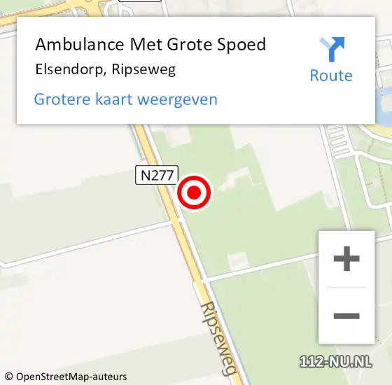 Locatie op kaart van de 112 melding: Ambulance Met Grote Spoed Naar Elsendorp, Ripseweg op 27 april 2015 15:19