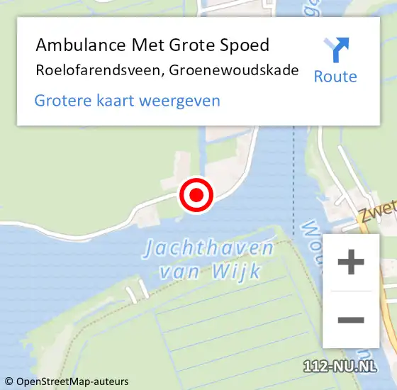 Locatie op kaart van de 112 melding: Ambulance Met Grote Spoed Naar Roelofarendsveen, Groenewoudskade op 27 april 2015 15:23