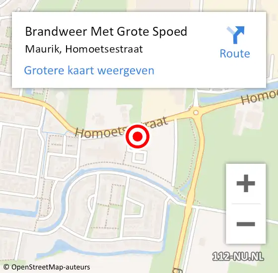 Locatie op kaart van de 112 melding: Brandweer Met Grote Spoed Naar Maurik, Homoetsestraat op 27 april 2015 15:24