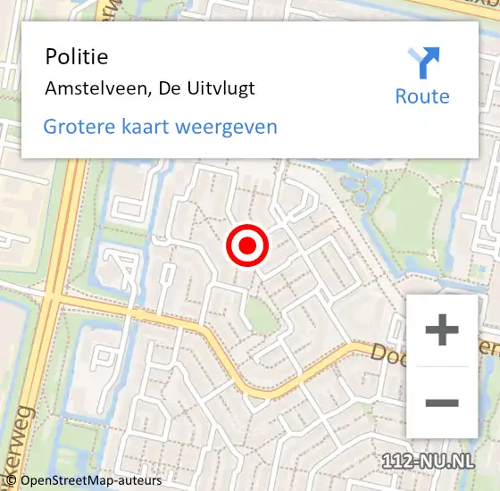 Locatie op kaart van de 112 melding: Politie Amstelveen, De Uitvlugt op 27 april 2015 16:32