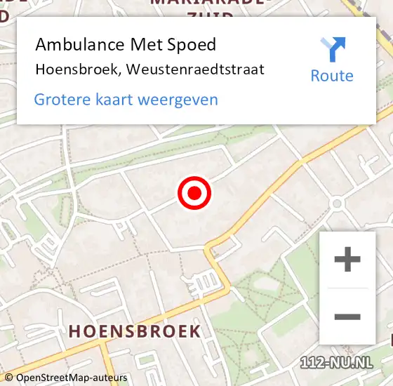 Locatie op kaart van de 112 melding: Ambulance Met Spoed Naar Hoensbroek, Weustenraedtstraat op 27 april 2015 16:41