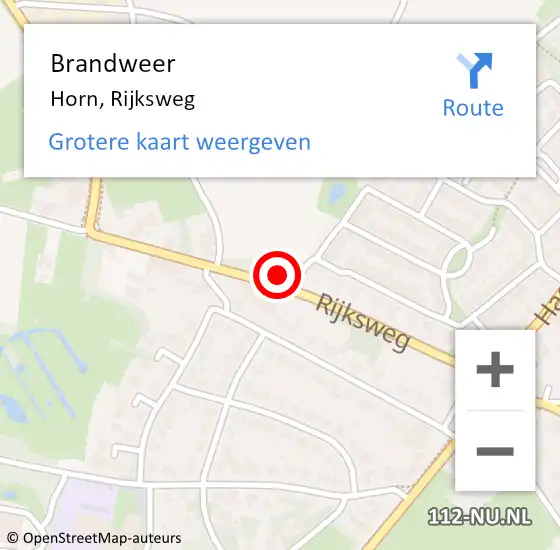 Locatie op kaart van de 112 melding: Brandweer Horn, Rijksweg op 27 april 2015 17:43