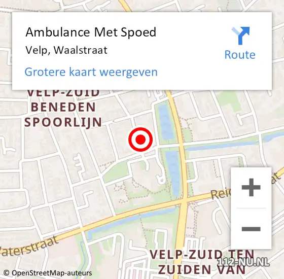 Locatie op kaart van de 112 melding: Ambulance Met Spoed Naar Velp, Waalstraat op 27 april 2015 18:13