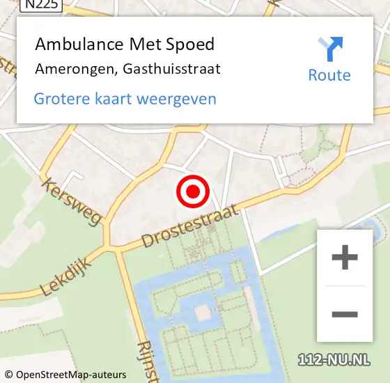 Locatie op kaart van de 112 melding: Ambulance Met Spoed Naar Amerongen, Gasthuisstraat op 27 april 2015 18:28