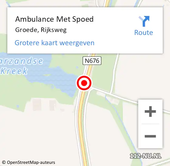 Locatie op kaart van de 112 melding: Ambulance Met Spoed Naar Groede, Rijksweg op 27 april 2015 18:40