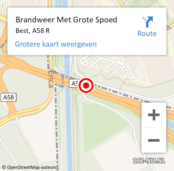 Locatie op kaart van de 112 melding: Brandweer Met Grote Spoed Naar Best, A58 R op 27 april 2015 19:14