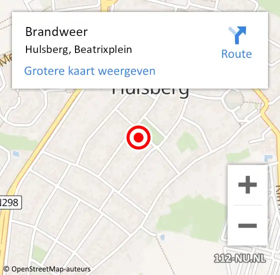 Locatie op kaart van de 112 melding: Brandweer Hulsberg, Beatrixplein op 27 april 2015 19:33