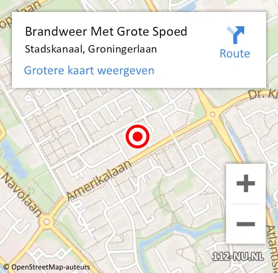 Locatie op kaart van de 112 melding: Brandweer Met Grote Spoed Naar Stadskanaal, Groningerlaan op 27 april 2015 19:36