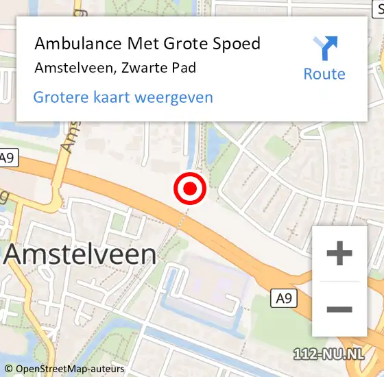 Locatie op kaart van de 112 melding: Ambulance Met Grote Spoed Naar Amstelveen, Zwarte Pad op 27 april 2015 19:44