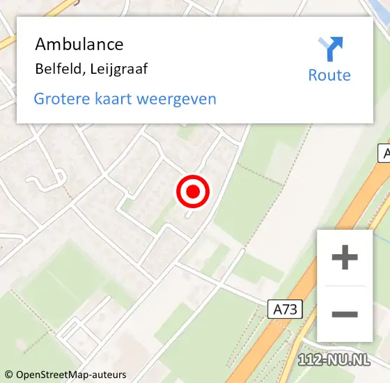 Locatie op kaart van de 112 melding: Ambulance Belfeld, Leijgraaf op 27 april 2015 20:14