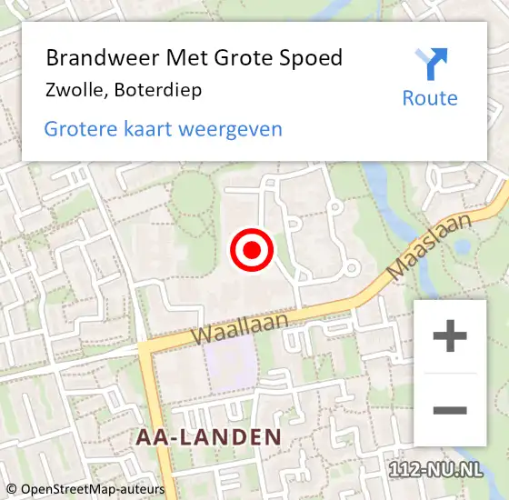 Locatie op kaart van de 112 melding: Brandweer Met Grote Spoed Naar Zwolle, Boterdiep op 27 april 2015 20:26