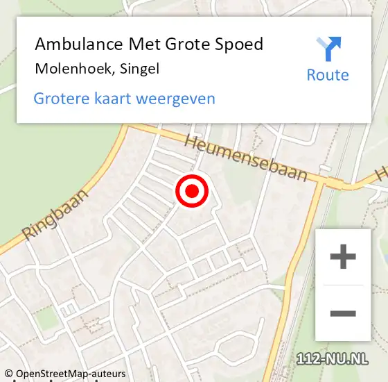 Locatie op kaart van de 112 melding: Ambulance Met Grote Spoed Naar Molenhoek, Singel op 27 april 2015 20:45