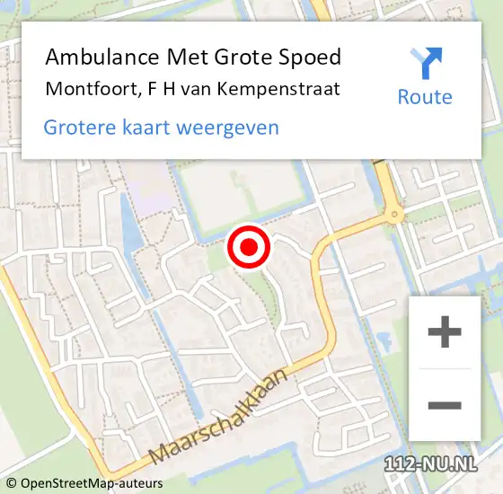 Locatie op kaart van de 112 melding: Ambulance Met Grote Spoed Naar Montfoort, F H van Kempenstraat op 27 april 2015 21:37