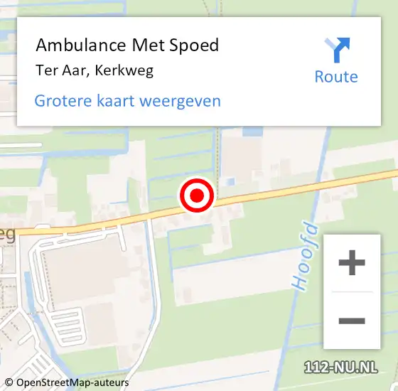 Locatie op kaart van de 112 melding: Ambulance Met Spoed Naar Ter Aar, Kerkweg op 27 april 2015 22:11