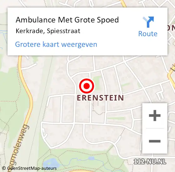 Locatie op kaart van de 112 melding: Ambulance Met Grote Spoed Naar Kerkrade, Spiesstraat op 27 april 2015 22:11