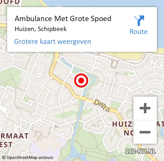 Locatie op kaart van de 112 melding: Ambulance Met Grote Spoed Naar Huizen, Schipbeek op 27 april 2015 23:37