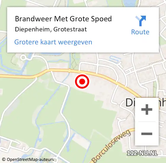 Locatie op kaart van de 112 melding: Brandweer Met Grote Spoed Naar Diepenheim, Grotestraat op 28 april 2015 01:56