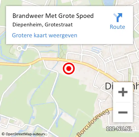 Locatie op kaart van de 112 melding: Brandweer Met Grote Spoed Naar Diepenheim, Grotestraat op 28 april 2015 01:59