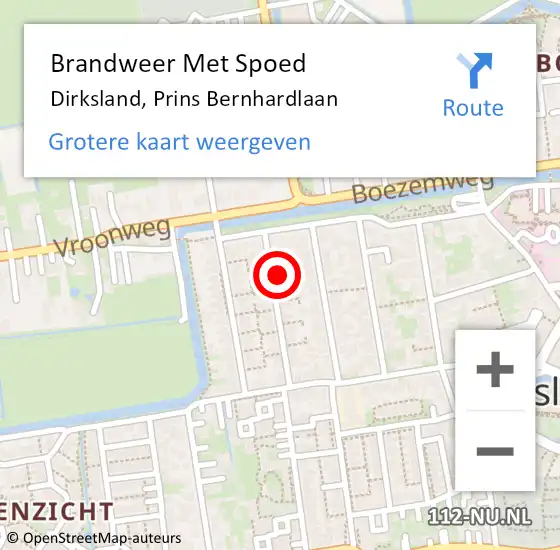 Locatie op kaart van de 112 melding: Brandweer Met Spoed Naar Dirksland, Prins Bernhardlaan op 28 april 2015 02:33