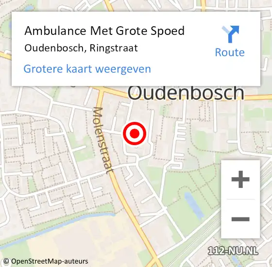 Locatie op kaart van de 112 melding: Ambulance Met Grote Spoed Naar Oudenbosch, Ringstraat op 28 april 2015 03:17