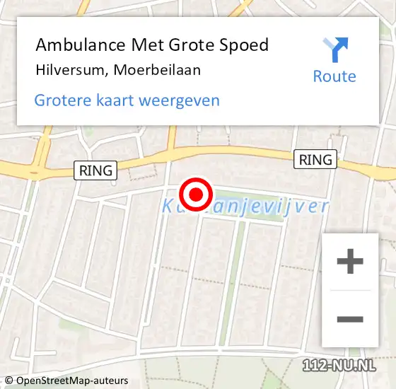 Locatie op kaart van de 112 melding: Ambulance Met Grote Spoed Naar Hilversum, Moerbeilaan op 28 april 2015 04:21