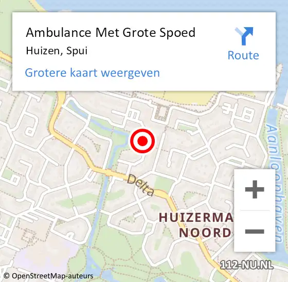 Locatie op kaart van de 112 melding: Ambulance Met Grote Spoed Naar Huizen, Spui op 28 april 2015 05:32