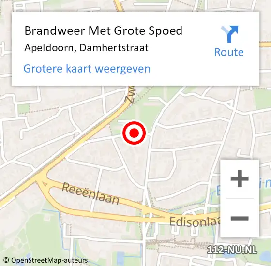 Locatie op kaart van de 112 melding: Brandweer Met Grote Spoed Naar Apeldoorn, Damhertstraat op 28 april 2015 07:35