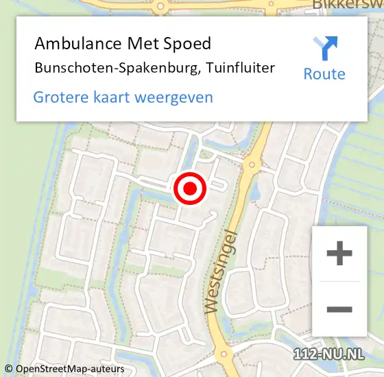 Locatie op kaart van de 112 melding: Ambulance Met Spoed Naar Bunschoten-Spakenburg, Tuinfluiter op 28 april 2015 08:42