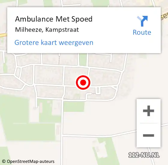 Locatie op kaart van de 112 melding: Ambulance Met Spoed Naar Milheeze, Kampstraat op 28 april 2015 09:25