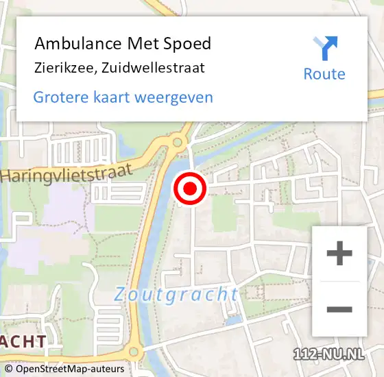 Locatie op kaart van de 112 melding: Ambulance Met Spoed Naar Zierikzee, Zuidwellestraat op 28 april 2015 09:37