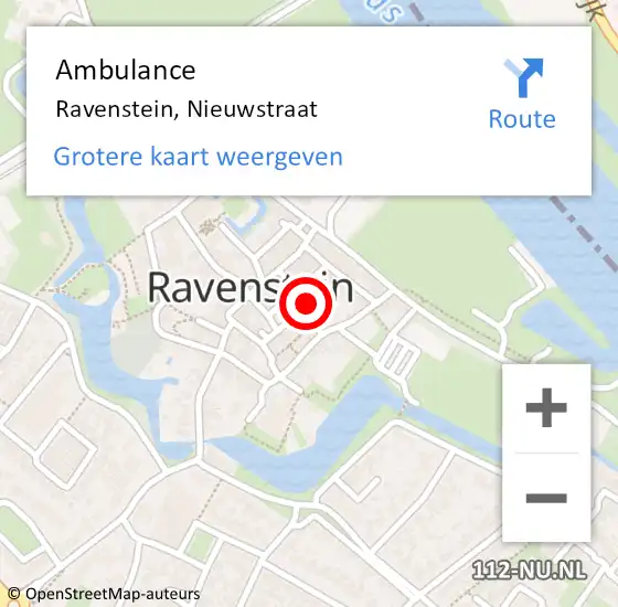 Locatie op kaart van de 112 melding: Ambulance Ravenstein, Nieuwstraat op 28 april 2015 10:04